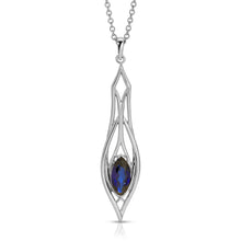 Load image into Gallery viewer, PSE1039 Sterling Silver & Created Sapphire Earrings