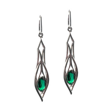 Load image into Gallery viewer, PSMS1039 Sterling Silver & Created Emerald Earrings & Pendant Set