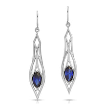 Load image into Gallery viewer, PSE1039 Sterling Silver & Created Sapphire Earrings
