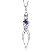 Load image into Gallery viewer, PSP1037 Sterling Silver & Created Sapphire Pendant