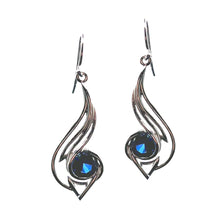 Load image into Gallery viewer, Pinstripes Jewelry Sterling Silver & Created Sapphire Earrings