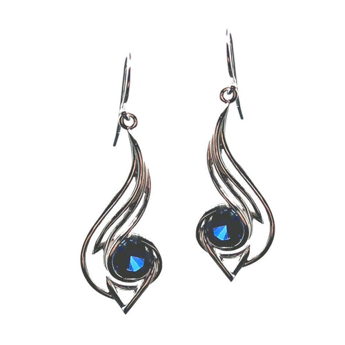 Pinstripes Jewelry Sterling Silver & Created Sapphire Earrings