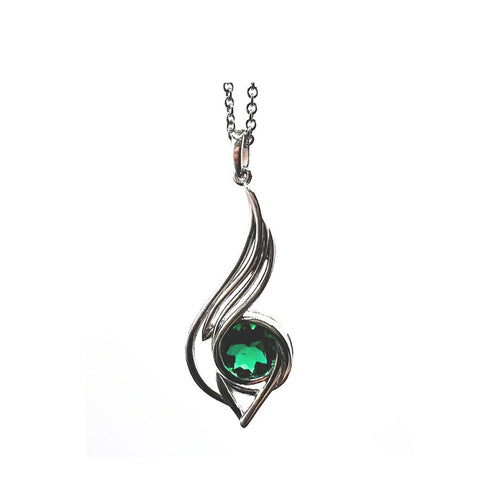 Pinstripes Jewelry Sterling Silver Pendant & Created Emerald
