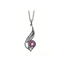 Load image into Gallery viewer, PSE1036 Sterling Silver & Created Pink Sapphire Earrings