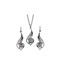 Load image into Gallery viewer, Pinstripes Jewelry Sterling Silver & Cubic Zirconia Earrings & Pendant Set