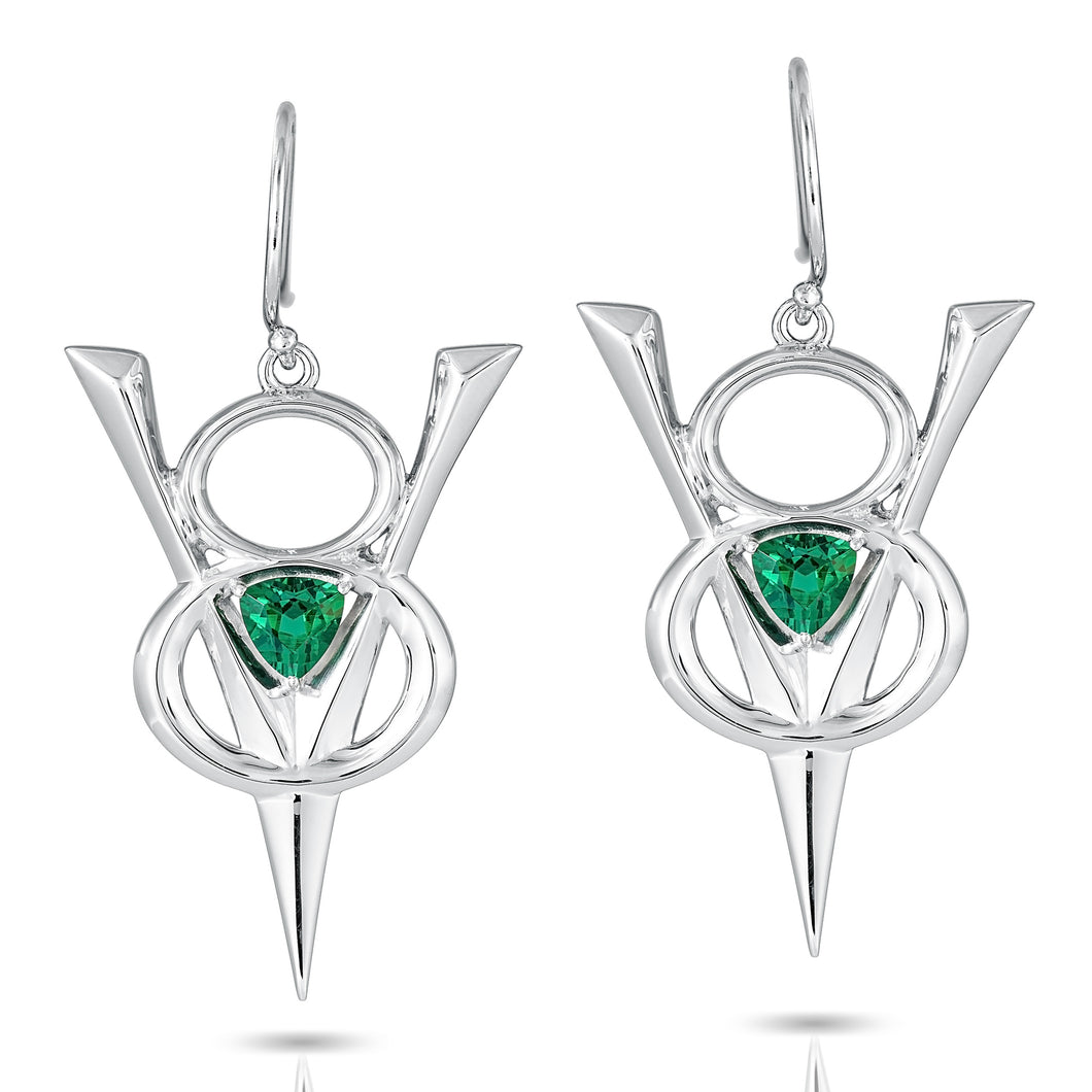 PSE1042 Sterling Silver & Created Emerald Earrings