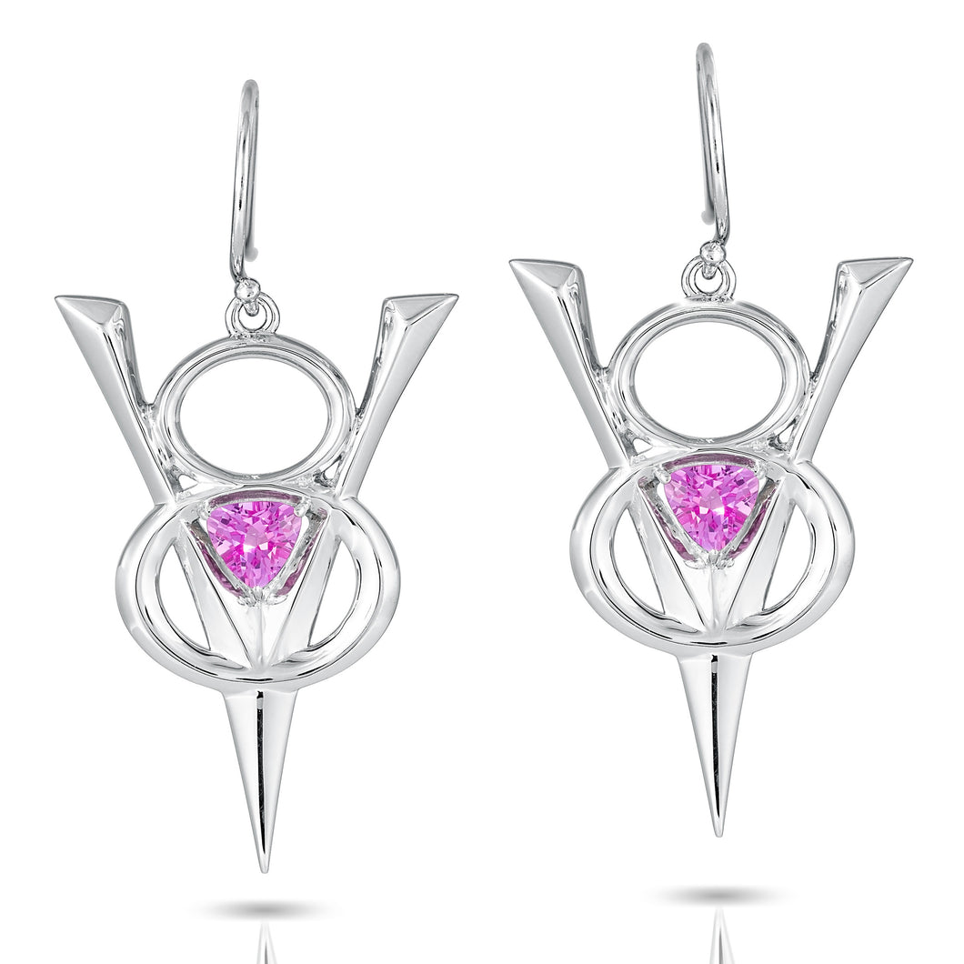 PSE1042 Sterling Silver & Created Pink Sapphire Earrings