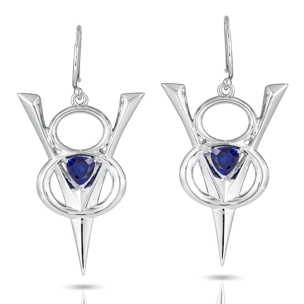 PSE1042 Sterling Silver & Created Sapphire Earrings