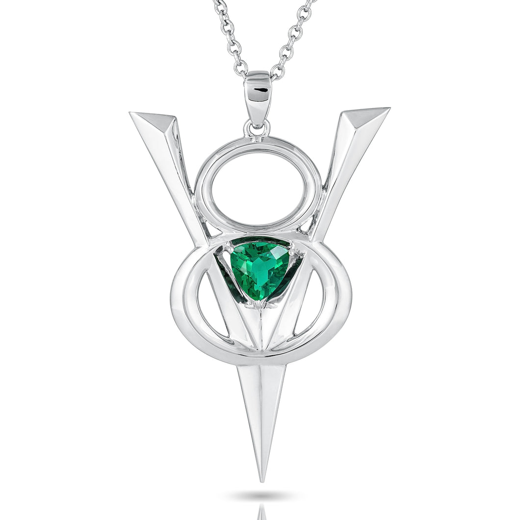 PSP1042 Sterling Silver & Created Emerald Pendant