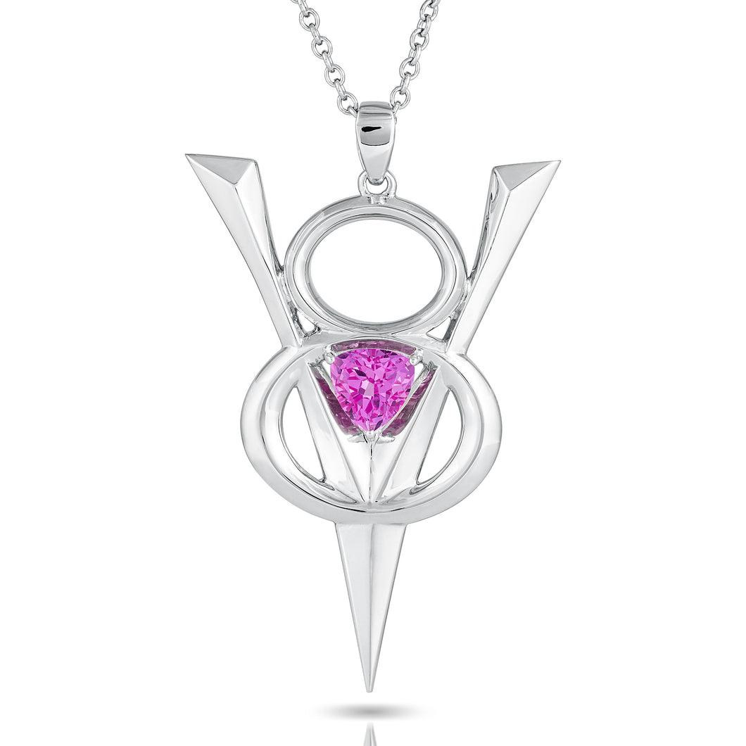 PSP1042 Sterling Silver & Created Pink Sapphire Pendant