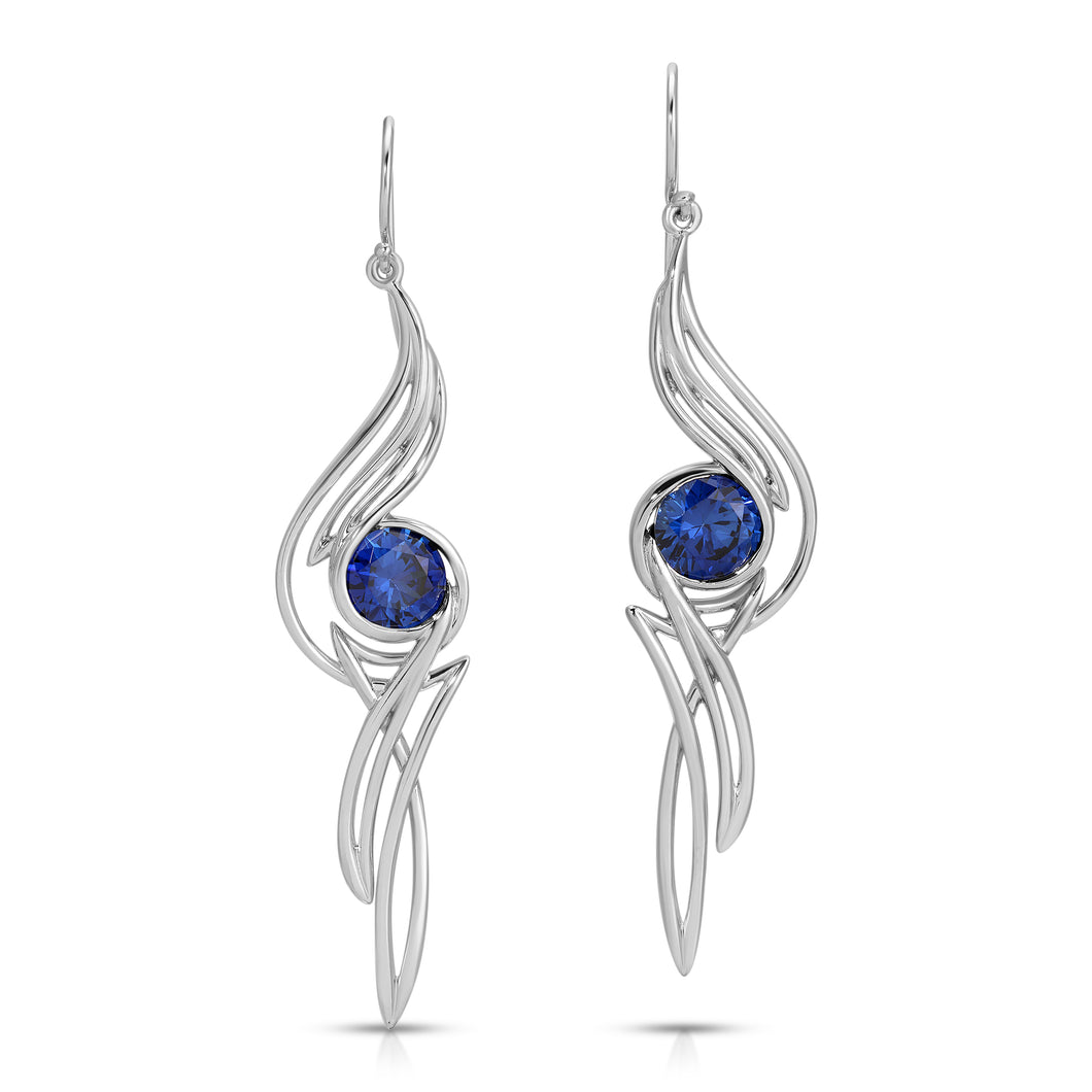 PSE1016 Sterling Silver & Created Sapphire Earrings