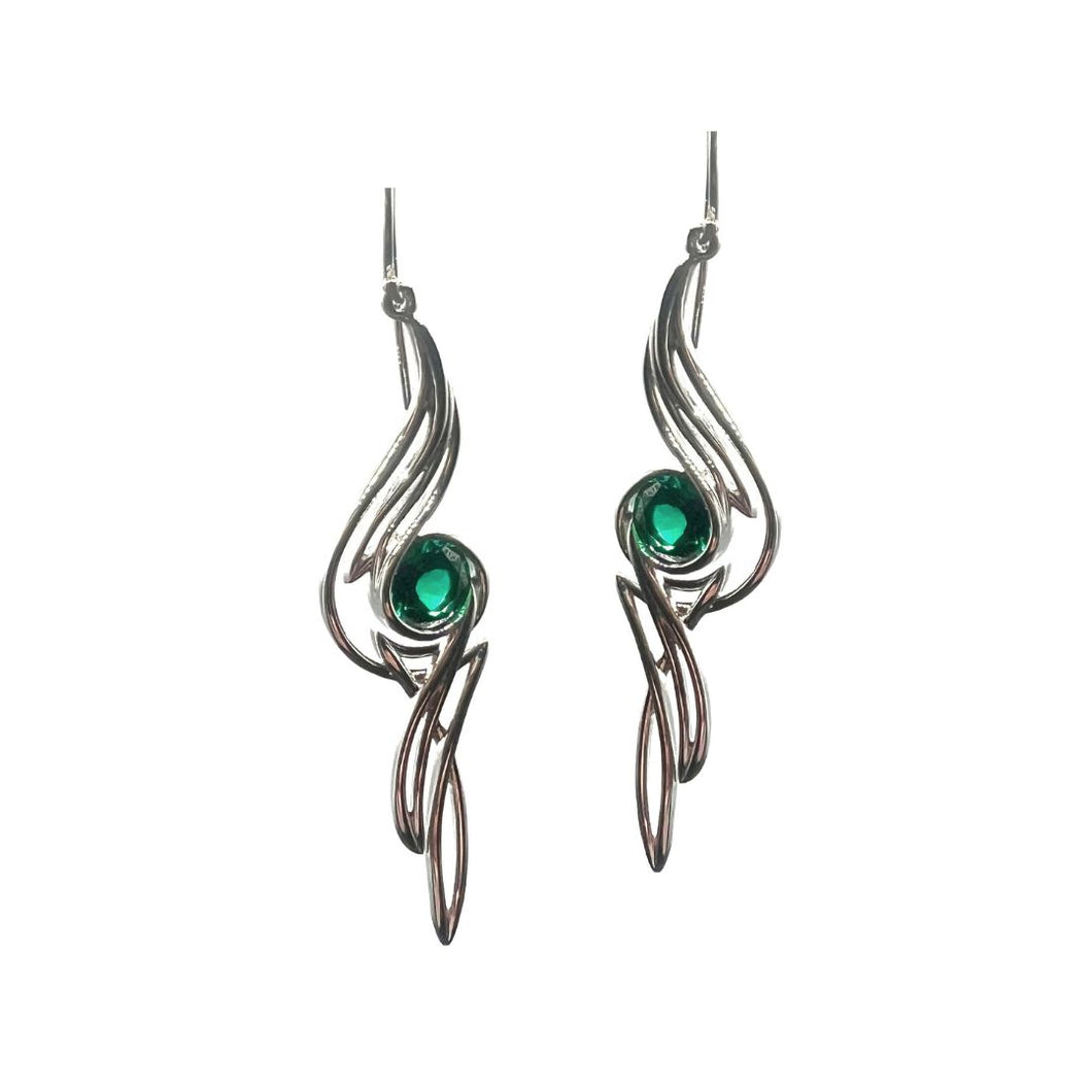 Pinstripes Jewelry Sterling Silver & Created Emerald Earrings