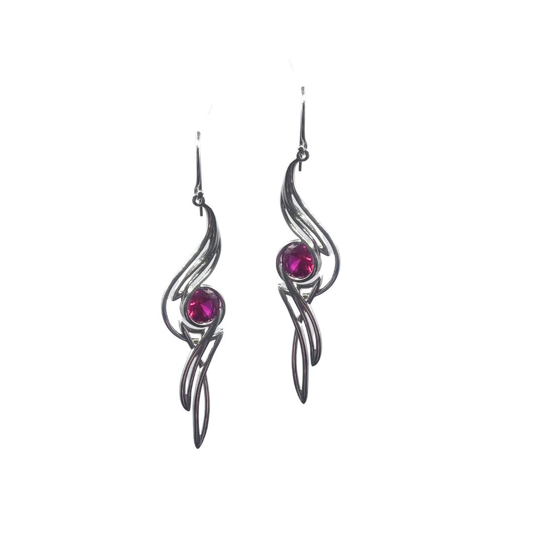 Pinstripes Jewelry Sterling Silver & Created Ruby Earrings