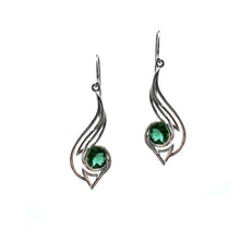 Load image into Gallery viewer, Pinstripes Jewelry Sterling Silver &amp; Created Emerald Earrings

