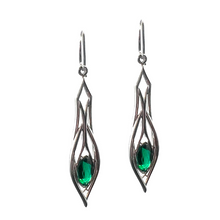 Load image into Gallery viewer, PSMS1039 Sterling Silver &amp; Created Emerald Earrings &amp; Pendant Set
