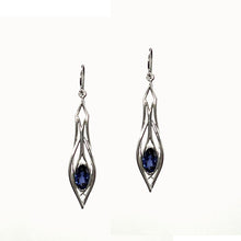 Load image into Gallery viewer, Pinstripes Jewelry Sterling Silver &amp; Created Sapphire Earrings
