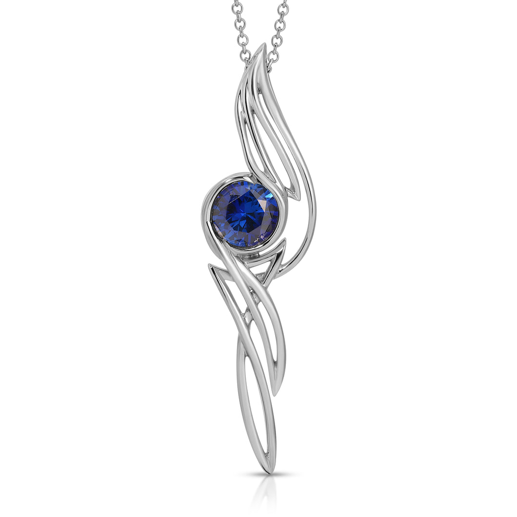 PSP1016 Sterling Silver & Created Sapphire Pendant
