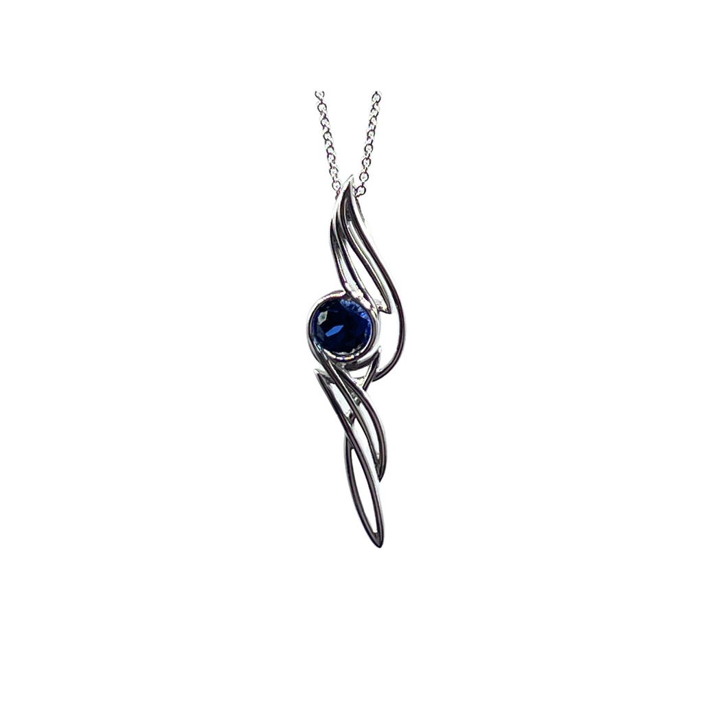 PSP1016 Sterling Silver & Created Sapphire Pendant