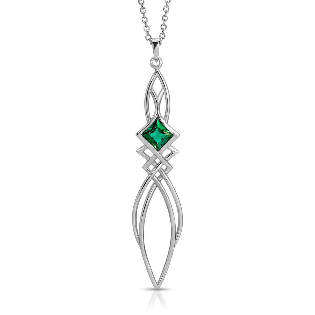 PSP1037 Sterling Silver & Created Emerald Pendant
