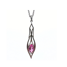 Load image into Gallery viewer, PSE1039 Sterling Silver &amp; Created Pink Sapphire Earrings
