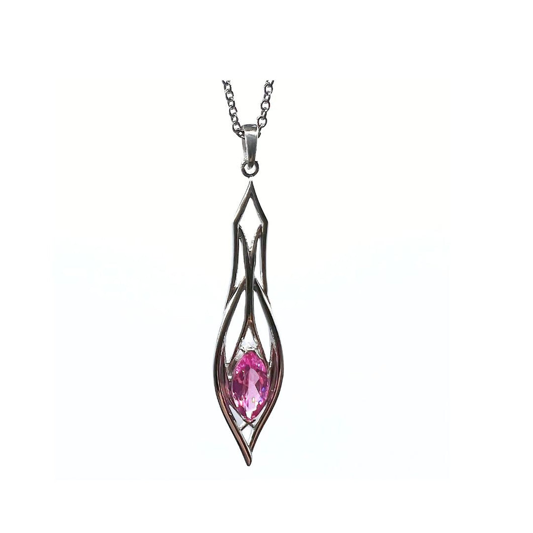 Pinstripes Jewelry Sterling Silver & Pink Sapphire Pendant