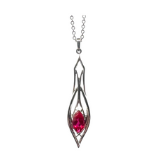 Load image into Gallery viewer, PSE1039 Sterling Silver &amp; Created Ruby Earrings
