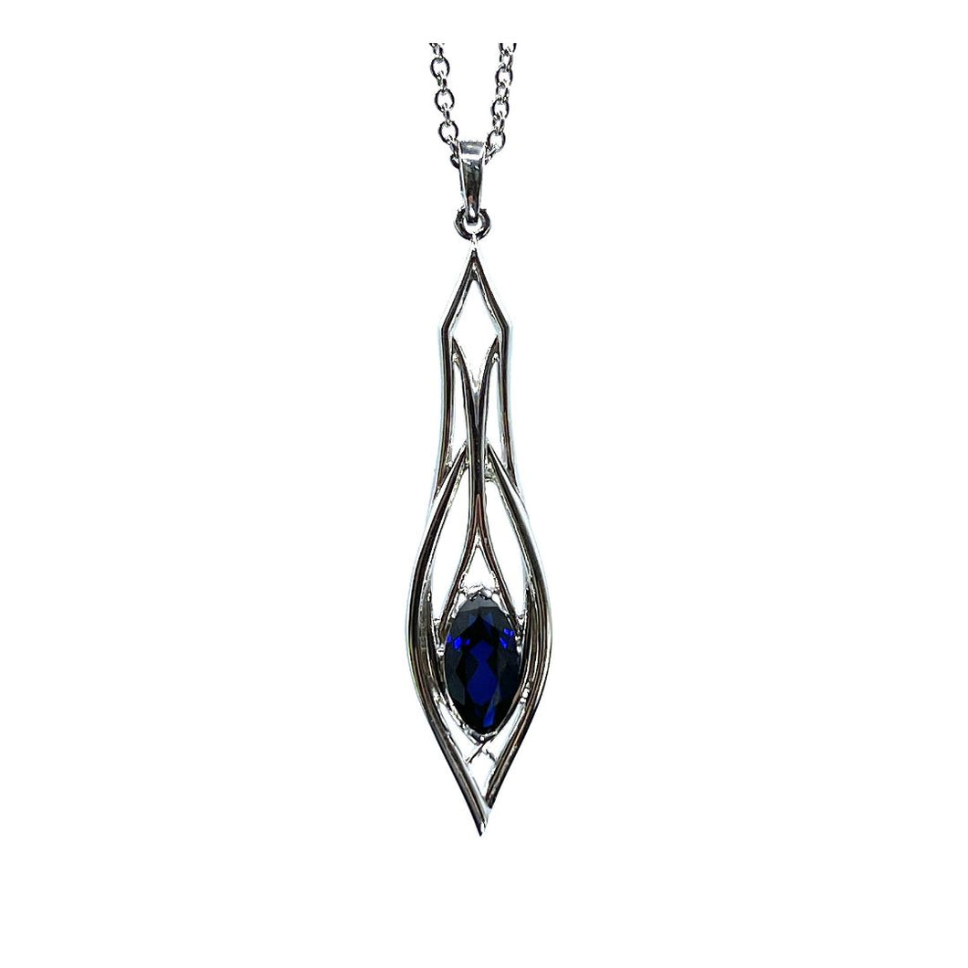 Pinstripes Jewelry Sterling Silver & Created Sapphire Pendant