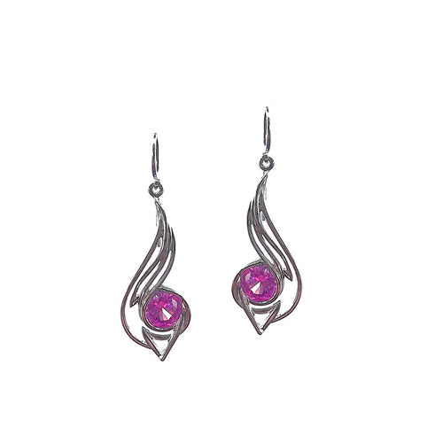 Pinstripes Jewelry Sterling Silver & Created Pink Sapphire Earrings 
