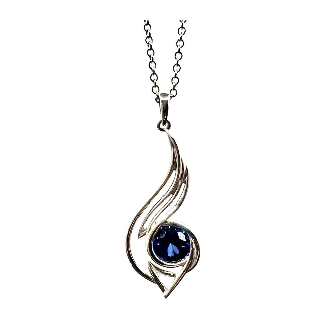 Pinstripes Jewelry Sterling Silver & Created Sapphire Pendant