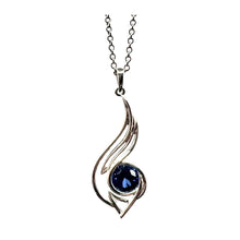 Load image into Gallery viewer, Pinstripes Jewelry Sterling Silver &amp; Created Sapphire Pendant &amp; Earrings Set
