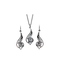 Load image into Gallery viewer, Pinstripes Jewelry Sterling Silver &amp; Cubic Zirconia Earrings &amp; Pendant Set
